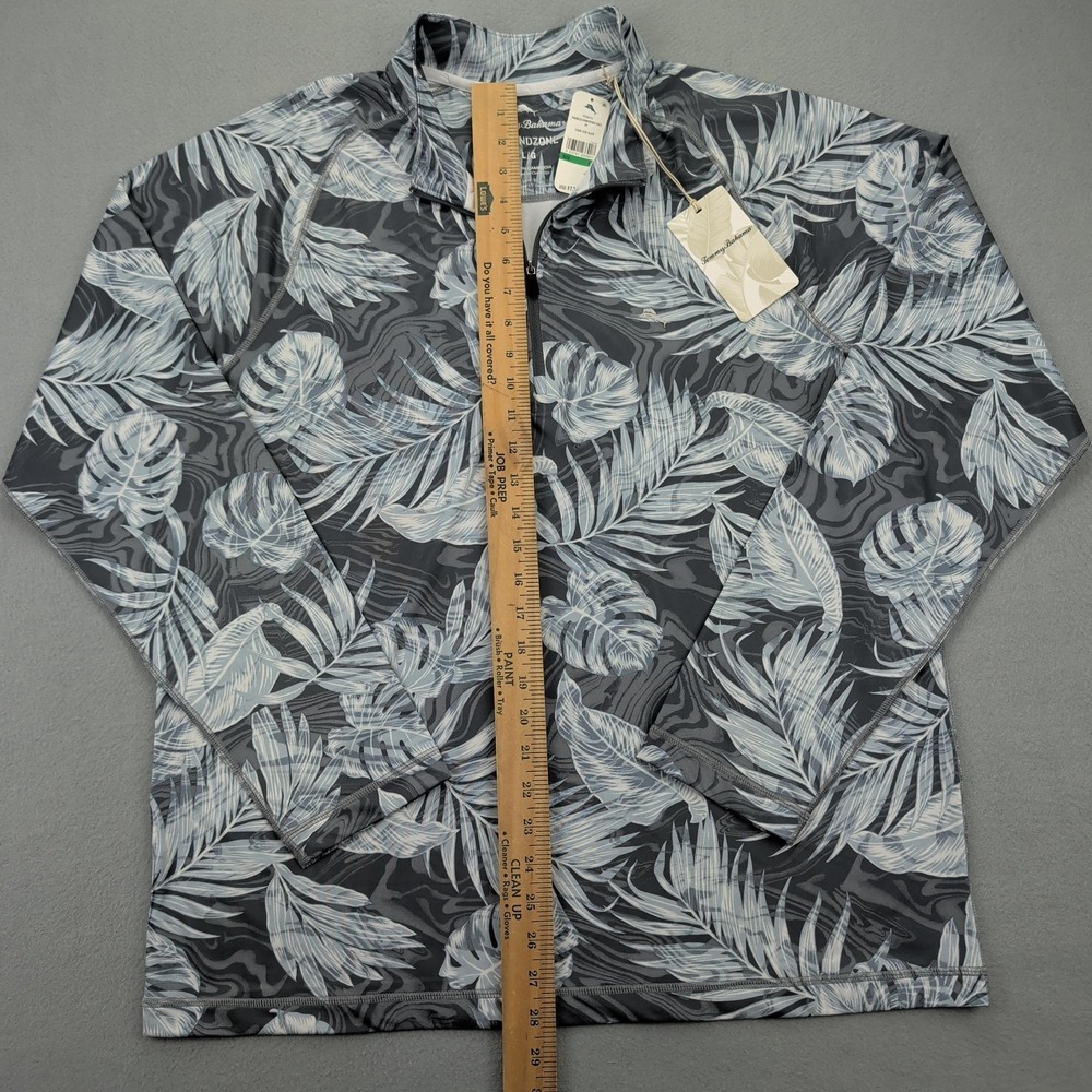 Tommy Bahama Pullover Mens Large Gray Marbled Monstera Half Zip IslandZone UPF - Picture 5 of 12